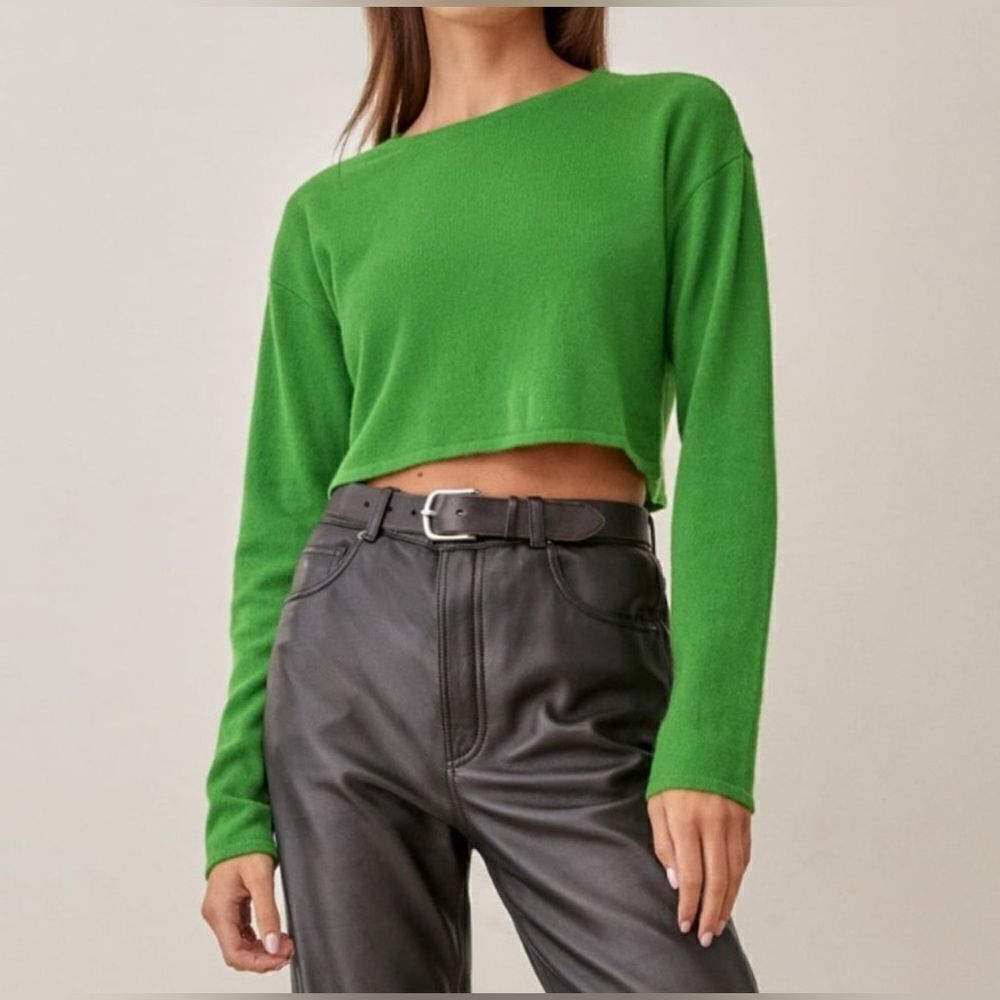 Reformation Idan Cropped Cashmere Crew Sweater